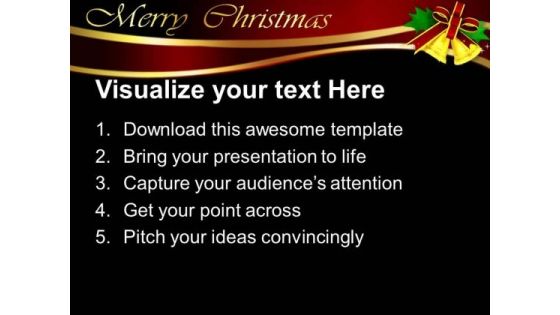 Merry Christmas With Bells Holidays PowerPoint Templates Ppt Backgrounds For Slides 1212