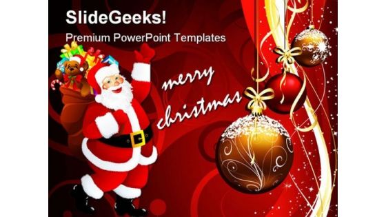 Merry Christmas With Santa Holidays PowerPoint Template 1010