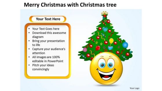 Merry Christmas With Tree Flowchart PowerPoint Free Templates