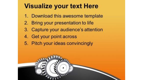 Metal Gears Working Together PowerPoint Templates Ppt Backgrounds For Slides 0713