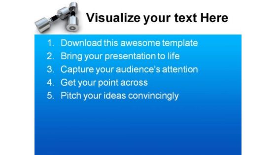 Metallic Dumbbells Exercise Health PowerPoint Themes And PowerPoint Slides 0711
