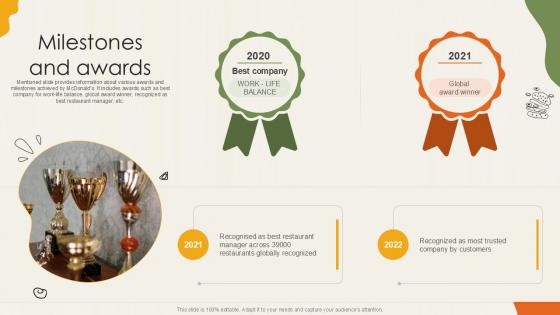 Milestones And Awards Food Retailer Company Profile Ppt Powerpoint CP SS V