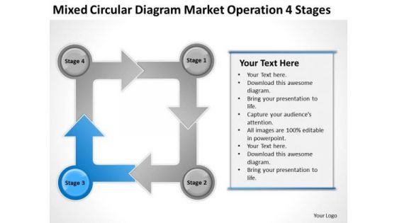 Mixed Circular Diagram Market Operation 4 Stages Marketing Plan PowerPoint Slides