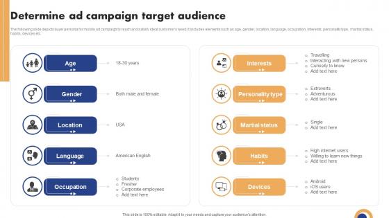 Mobile Ad Campaign Launch Strategy Determine Ad Campaign Target Audience Ideas Pdf