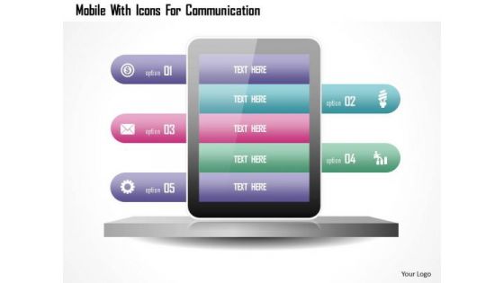 Mobile With Icons For Communication PowerPoint Template Mobile With Icons For Communication PowerPoint Template