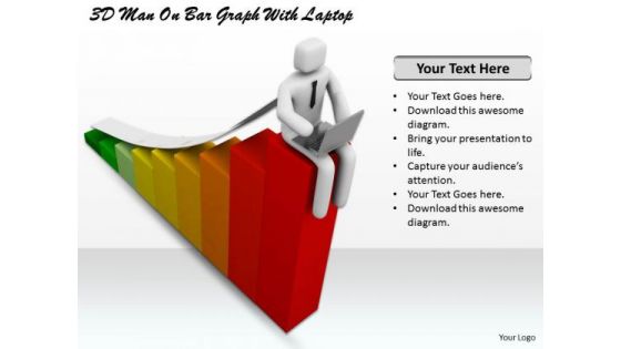 Modern Marketing Concepts 3d Man Bar Graph With Laptop Business Statement