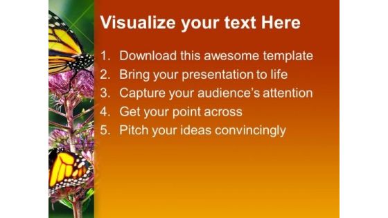 Monarch Butterfly Flowers Nature PowerPoint Templates Ppt Backgrounds For Slides 0213