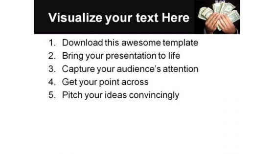 Money In Hand Business PowerPoint Template 0610