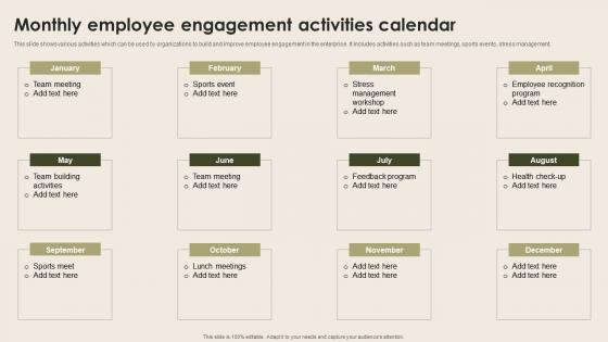 Monthly Employee Engagement Activities Nurturing Positive Work Culture Inspiration Pdf
