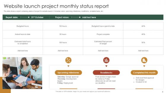 Monthly Project Status Report Powerpoint Ppt Template Bundles