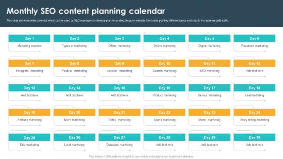 Monthly Seo Content Planning Calendar Seo Content Plan To Drive Strategy SS V