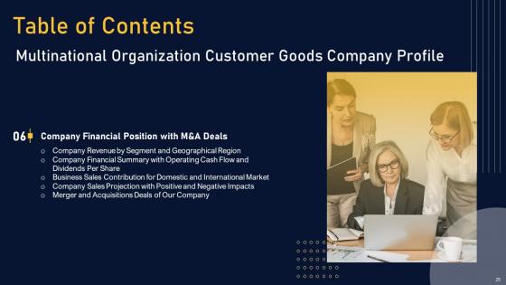 Multinational Organization Customer Goods Company Profile Ppt Powerpoint Presentation Complete Deck