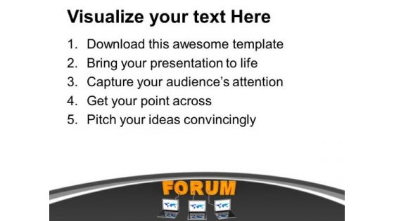 Multiple Laptop Wired To Forum Business PowerPoint Templates Ppt Backgrounds For Slides 0213