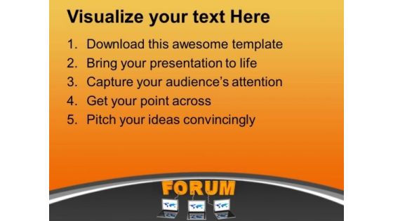 Multiple Laptop Wired To Forum Business PowerPoint Templates Ppt Backgrounds For Slides 0213