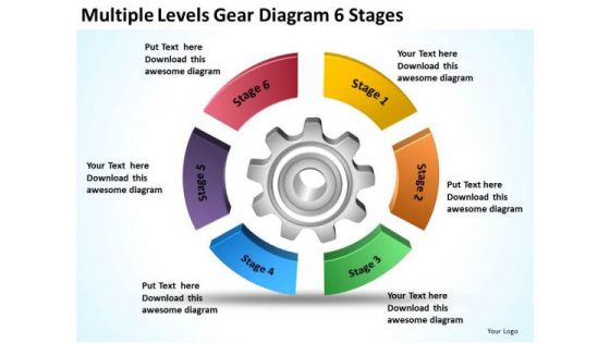 Multiple Levels Gear Diagram 6 Stages Business Plans PowerPoint Templates
