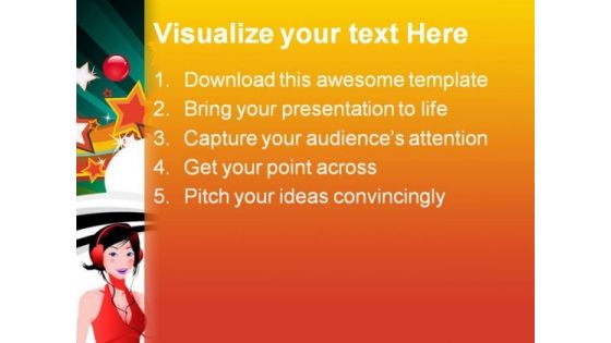 Music Girl Abstract PowerPoint Themes And PowerPoint Slides 0511