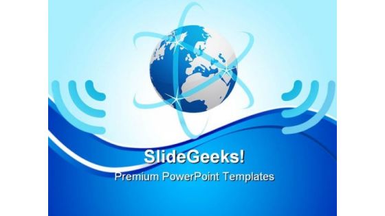 Network Planet With Blue Waves Global PowerPoint Themes And PowerPoint Slides 0711