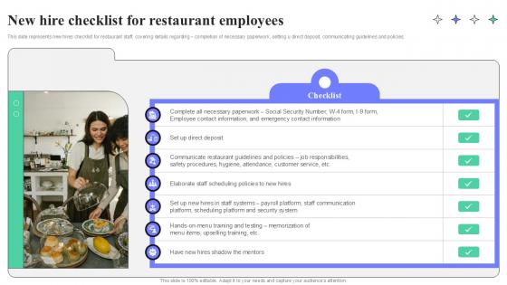 New Hire Checklist For Restaurant Employees Strategic Guide To Launching Ppt Slides