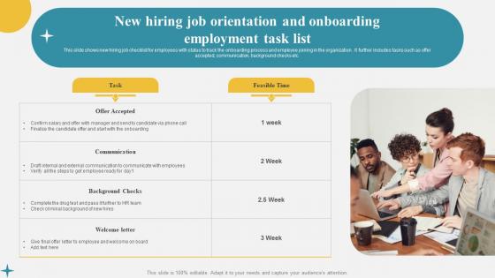 New Hiring Job Orientation And Onboarding Employment Task List Sample Pdf
