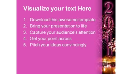 New Year 2011 Fireworks Festival PowerPoint Template 1010