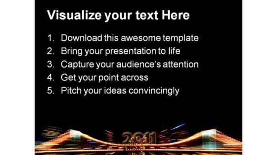 New Year 2011 Lights Background PowerPoint Template 1010
