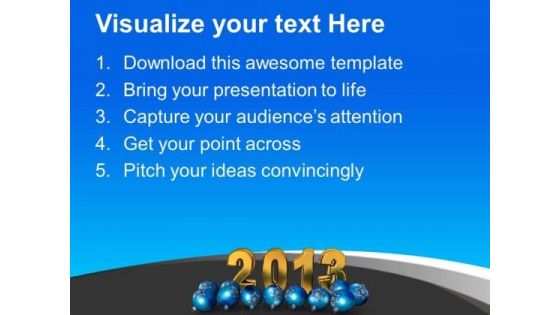 New Year 2013 With Christmas Balls PowerPoint Templates Ppt Backgrounds For Slides 0413
