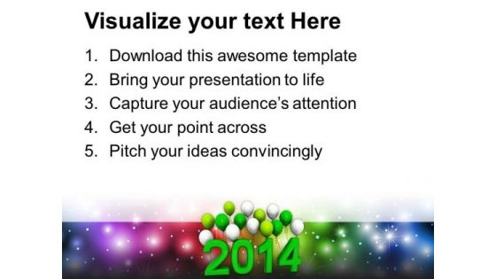 New Year 2014 With Balloons PowerPoint Template 1113