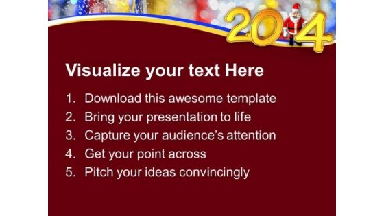 New Year 2014 With Santa PowerPoint Template 1113