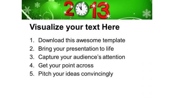 New Year Festival 2013 Clock PowerPoint Templates Ppt Backgrounds For Slides 1212