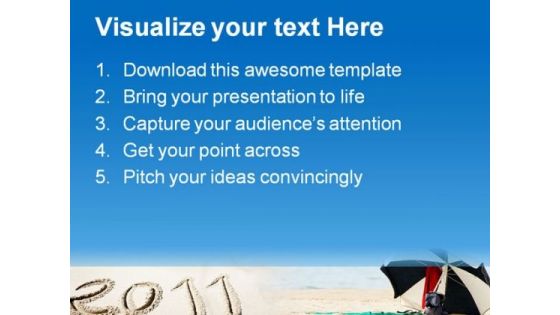 New Year On Beach Vacation PowerPoint Templates And PowerPoint Backgrounds 0711