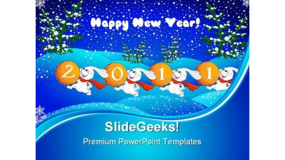 New Year Rabbits 2011 Future PowerPoint Templates And PowerPoint Backgrounds 0411
