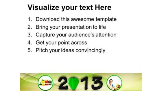 New Year With Nutritional Concept Health PowerPoint Templates Ppt Backgrounds For Slides 1212