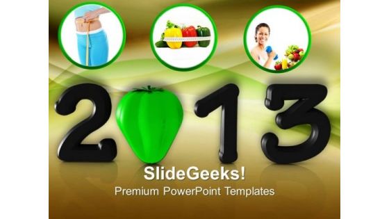 New Year With Nutritional Concept Health PowerPoint Templates Ppt Backgrounds For Slides 1212