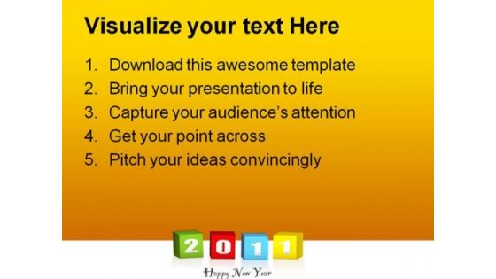 New Year Wood Blocks Symbol PowerPoint Themes And PowerPoint Slides 0511