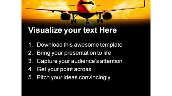 Night Landing Airplane Transportation PowerPoint Templates And PowerPoint Backgrounds 0311