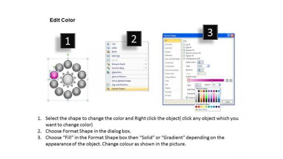 Nine Stages Diverging Factors Flow Chart Circular Diagram PowerPoint Templates