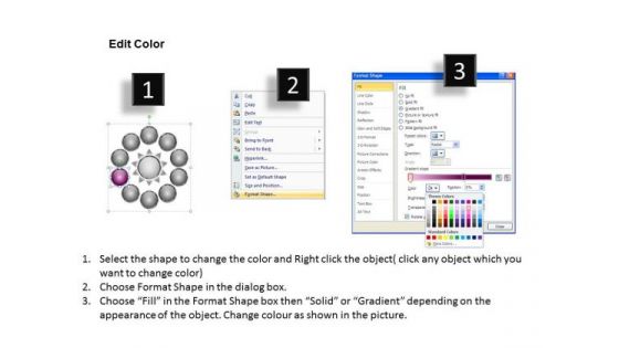 Nine Stages Diverging Factors Flow Chart Cycle Circular Network PowerPoint Templates