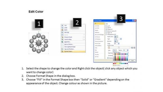 Nine Stages Diverging Factors Flow Chart Ppt Circular Diagram PowerPoint Templates