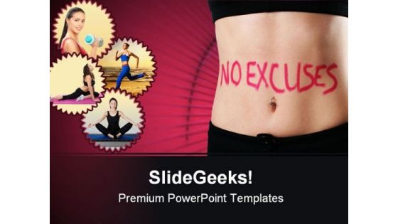 No Excuses Health PowerPoint Template 0610
