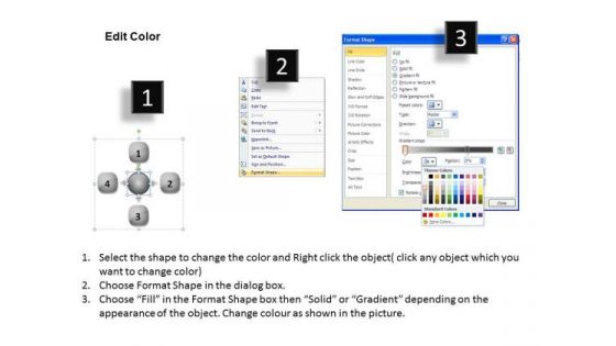 Number Of Processes And Their Stages Cycle Motion Chart PowerPoint Templates