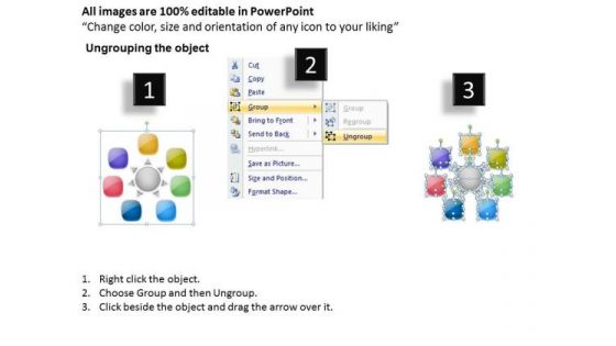 Of Colorful Diverging Circles And Arrows 7 Stages Pie Network PowerPoint Templates