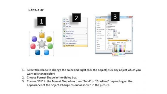 Of Colorful Diverging Circles And Arrows 7 Stages Pie Network PowerPoint Templates