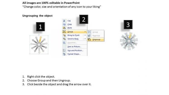 Of Diverging Approaches Using 11 Arrows Relative Circular Network PowerPoint Slides