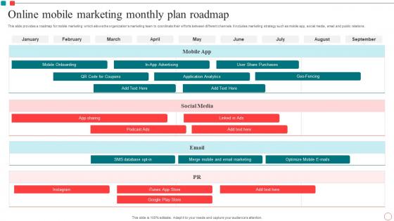 Online Mobile Marketing Monthly Plan Roadmap Introduction Pdf