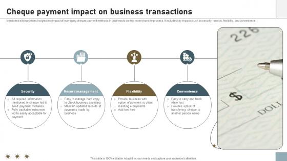 Online Payment Techniques Cheque Payment Impact On Business Transactions