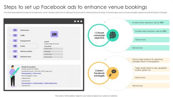 Online Venue Advertising Plan Steps To Set Up Facebook Ads To Enhance Venue Bookings Strategy SS V