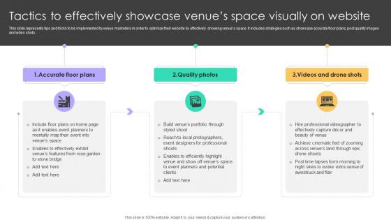 Online Venue Advertising Plan Tactics To Effectively Showcase Venues Space Visually Strategy SS V