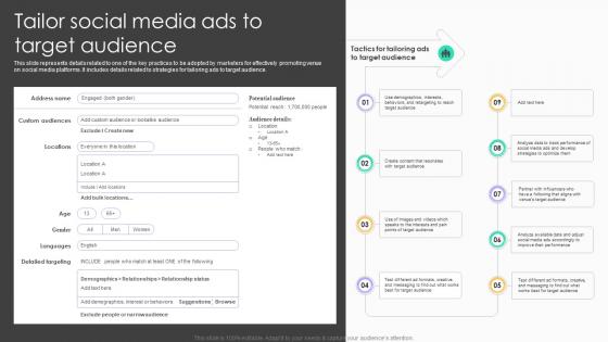 Online Venue Advertising Plan Tailor Social Media Ads To Target Audience Strategy SS V