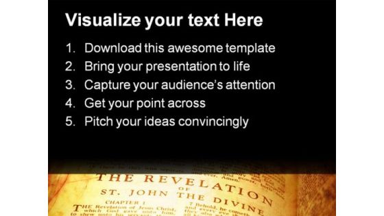 Open Bible The Revelation Religion PowerPoint Templates And PowerPoint Backgrounds 0211