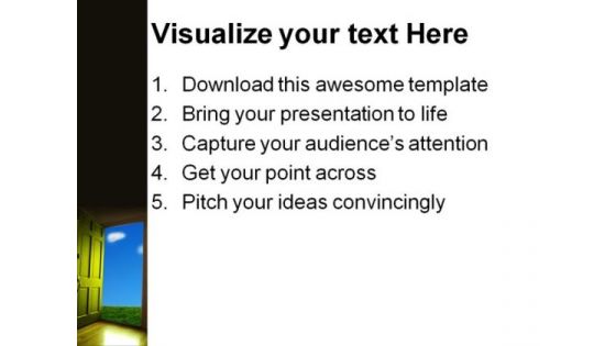 Open Door To Nature Metaphor PowerPoint Themes And PowerPoint Slides 0811